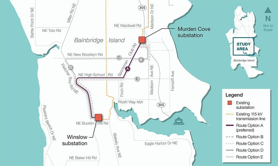 Map of PSE’s preferred route for the Missing Link. Click to enlarge.